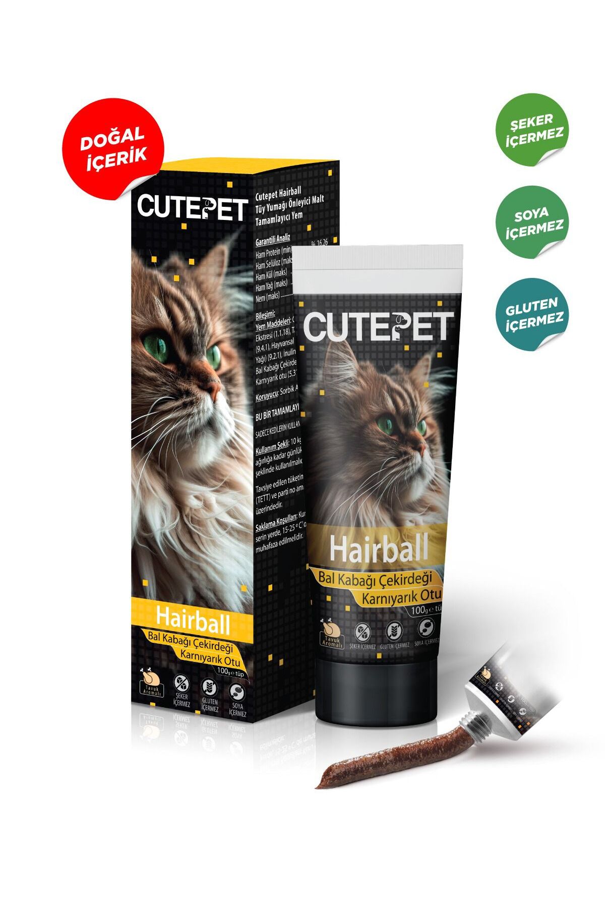 CutePet Hairball Tüy Yumağı Önleyici Kedi Maltı 100 gr