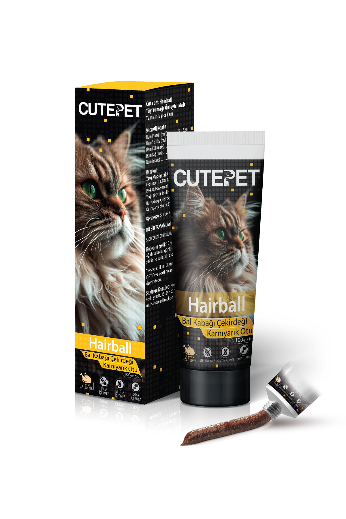 CutePet Hairball Tüy Yumağı Önleyici Kedi Maltı 100 gr - Görsel 3
