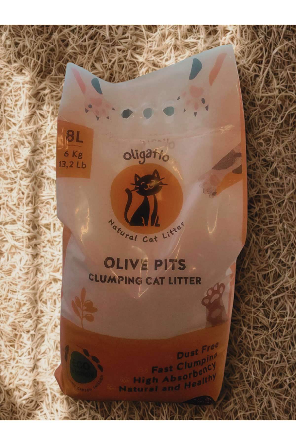 Orfion Oligatto Zeytin Çekirdeğinden Aktif Karbonlu Kedi Kumu 8 Lt - Görsel 3