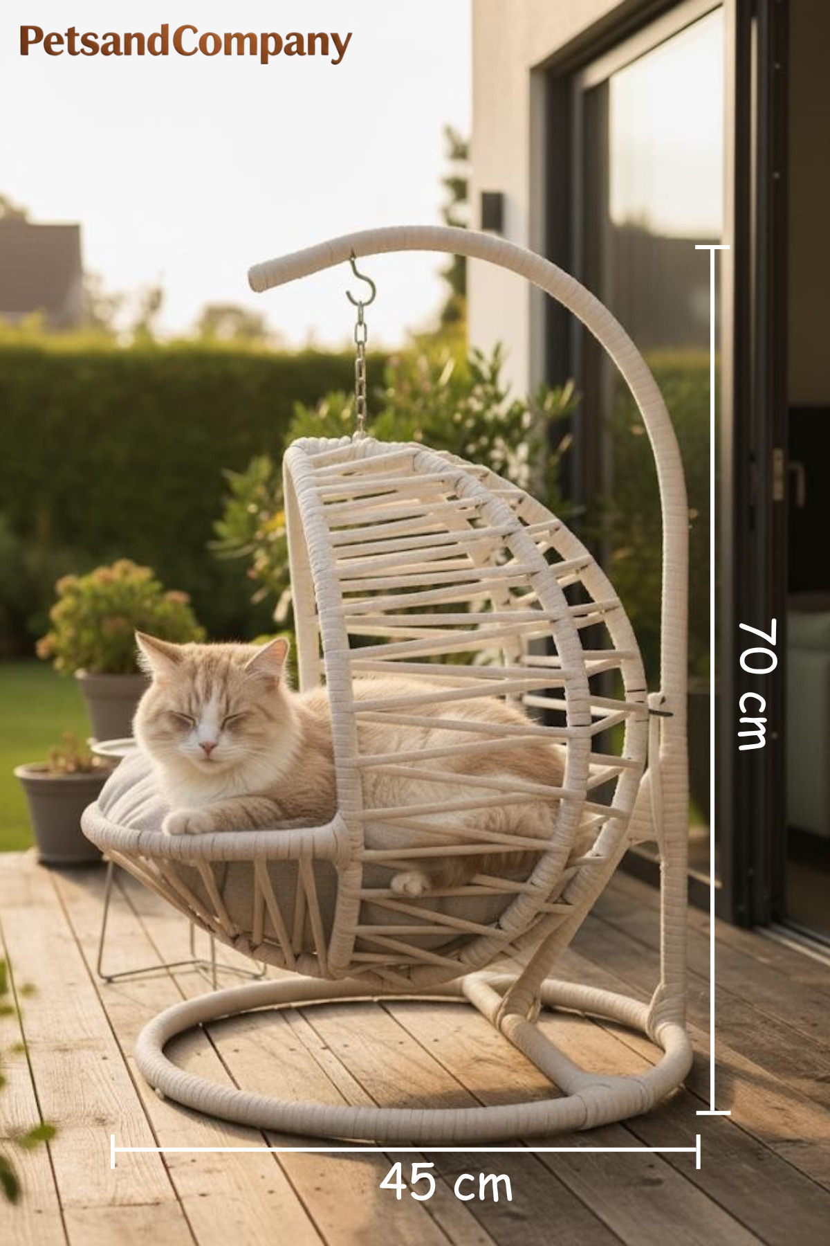 Genel Markalar El Örgüsü Kedi Salıncağı Krem Hamak ve Yatak, Kadın Emeği Lüks Tasarım Kedi Evi, Minderli