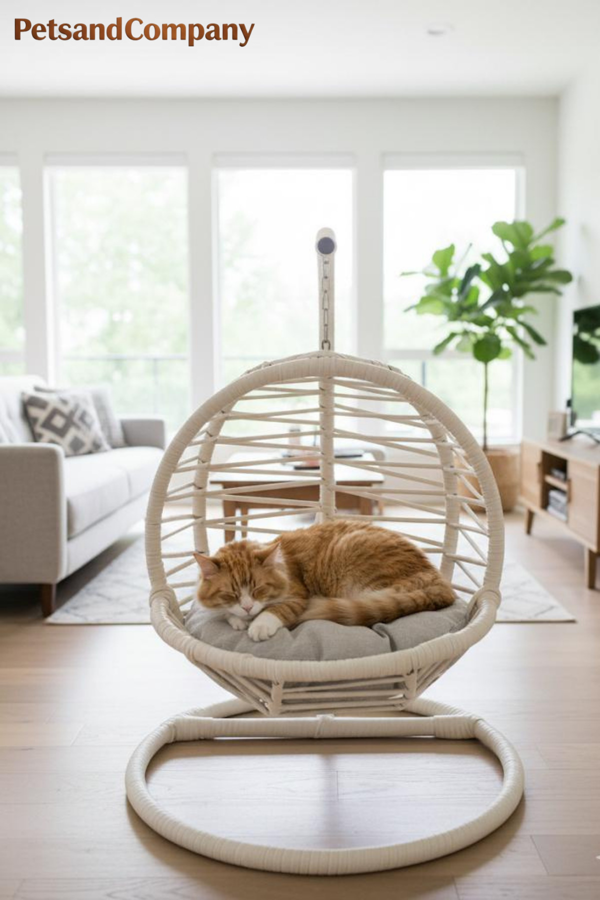 Genel Markalar El Örgüsü Kedi Salıncağı Krem Hamak ve Yatak, Kadın Emeği Lüks Tasarım Kedi Evi, Minderli - Görsel 2