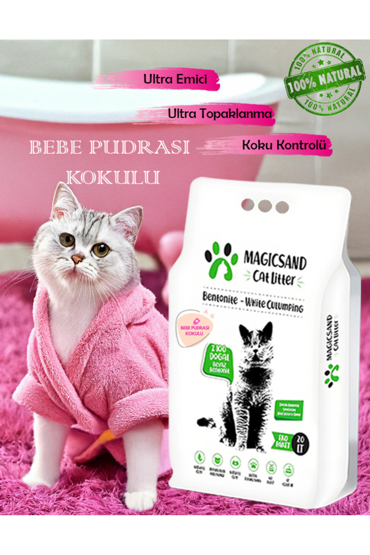 magicsand Cat Litter Bebe Pudralı Kedi Kumu Ince Taneli 20 Lt. - Görsel 2