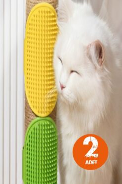 safestore 2'li Set Kedi Kaşınma Aparatı Köşe Tarağı Hayvan Tüy Toplama Yıkama ve Köşe Kaşınma Silikon Fırçası