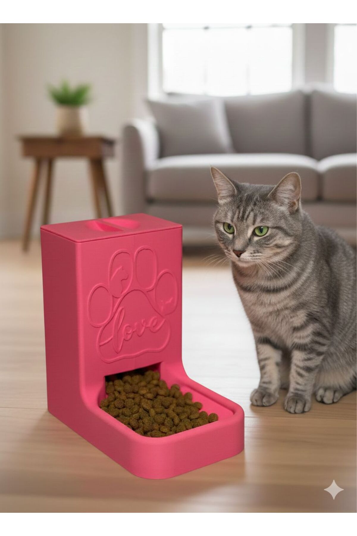 kaan3d kedi mama kabı -hazneli mama kabı-kedi ve küçük köpekler için mama kabı