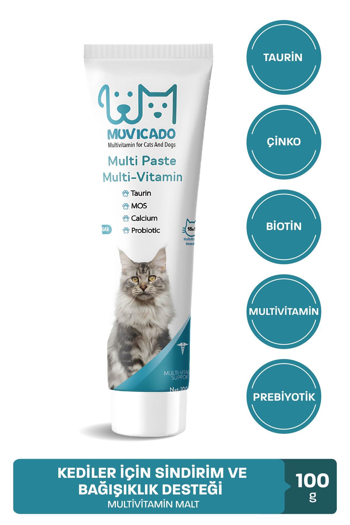 muvicado Kedi Multivitamin Malt Macunu - Taurinli Biyotin Kedi Maltı Tüy Yumak Önleyici Anti-hairball