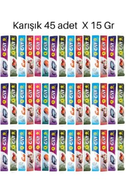 EuroGold Creamy Cat Mix Karışık Krema Sıvı Kedi Ödül Maması 45 Adet X 15 GR