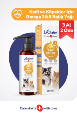 LeChaton Pet Care Fish Oil - Kedi Ve Köpek Için Balık Yağı 200ml Omega 3 ve 6 Takviyesi Tüy ve Cilt Sağlığı Desteği