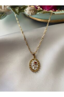 Asia by Leuvoié Asia By Leuvoie Altın Kaplama Vintage Gül Kolye