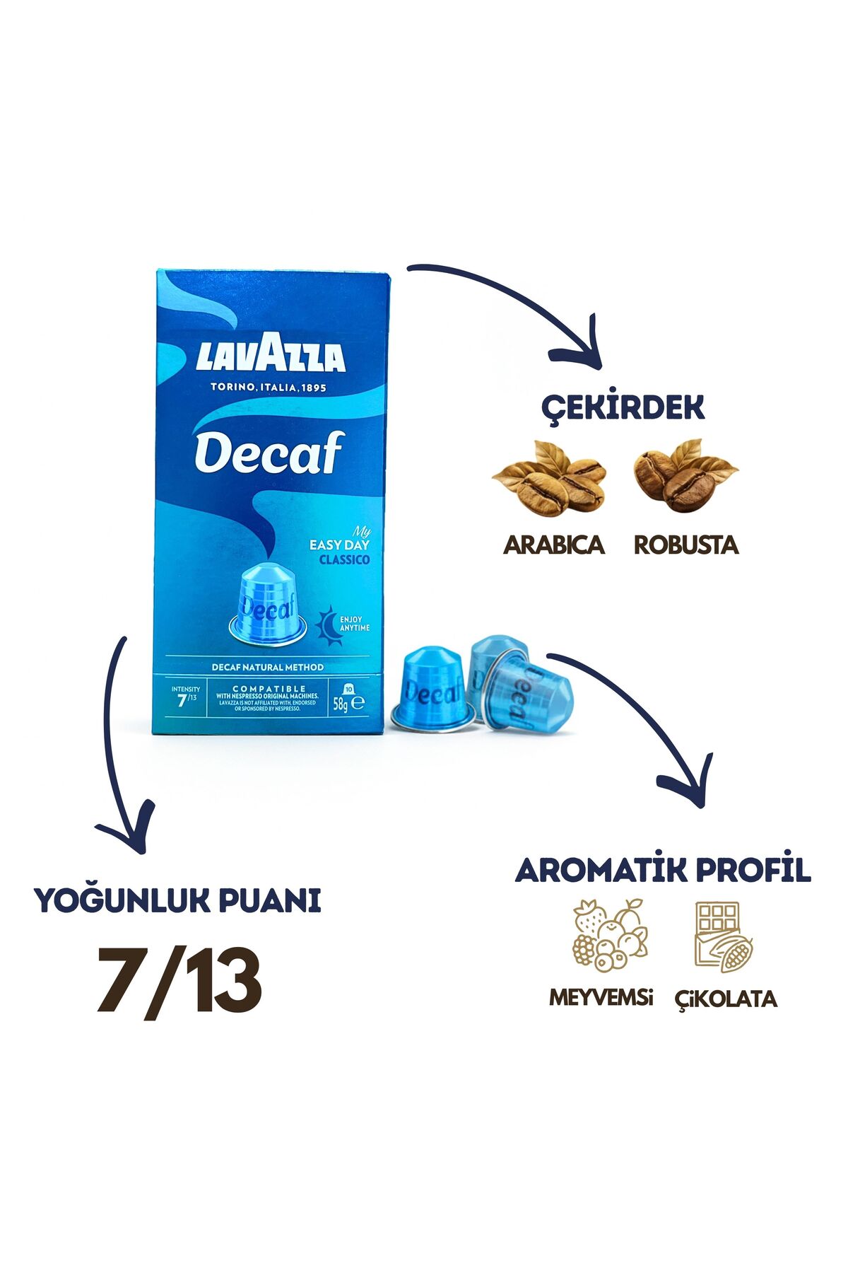 LavAzza Qualita Oro, Decaf My Easy Day, 20'li Tanışma Paketi | Nespresso Uyumlu Kapsül Kahve - Görsel 2