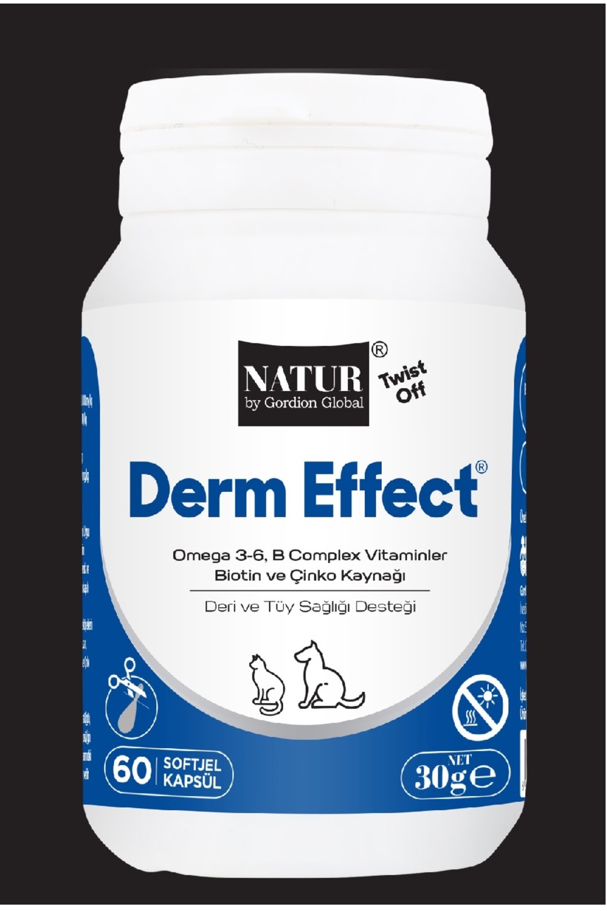 Genel Markalar Derm Effect (KEDİ VE KÖPEKLERDE DERİ TÜY SAĞLIĞI DESTEKLEYİCİ)