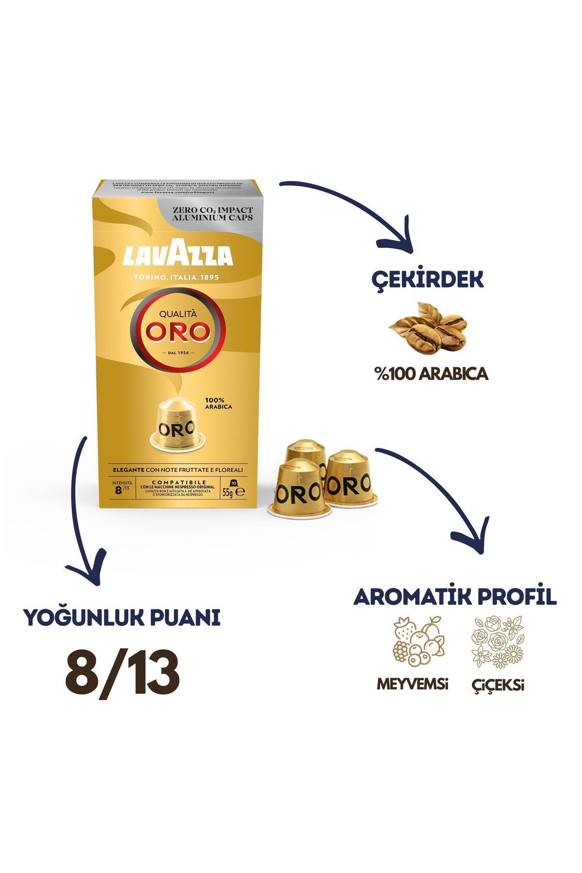 LavAzza Qualita Oro, Decaf My Easy Day, 20'li Tanışma Paketi | Nespresso Uyumlu Kapsül Kahve - Görsel 3