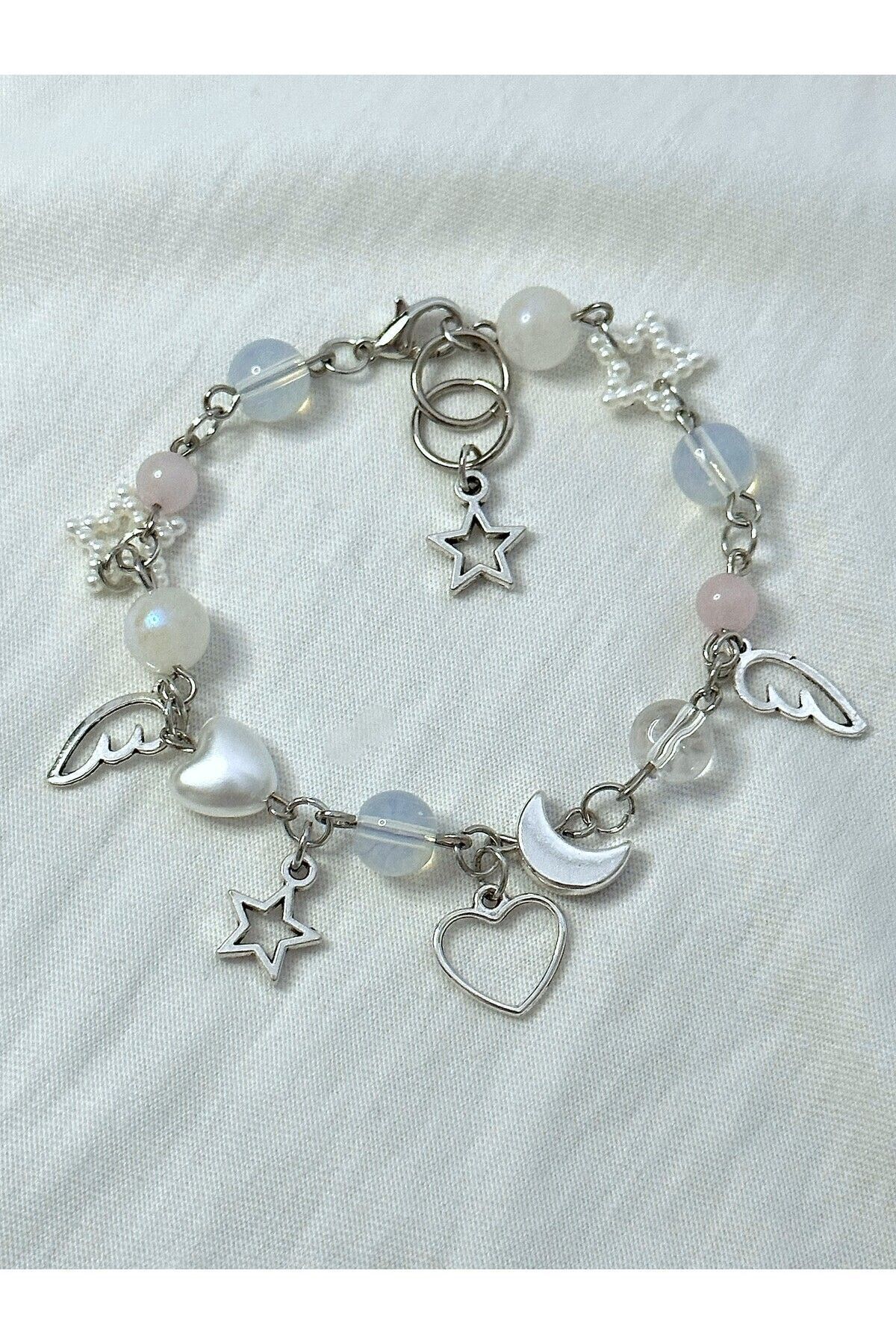 sleyshop pembe kuvars aytaşı opal doğal taş bileklik - Görsel 3