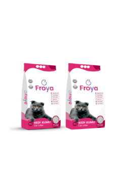 FROYA High Quality & Happy Pets Bebek Pudralı Topaklanan Bentonit Kedi Kumu 10L x 2