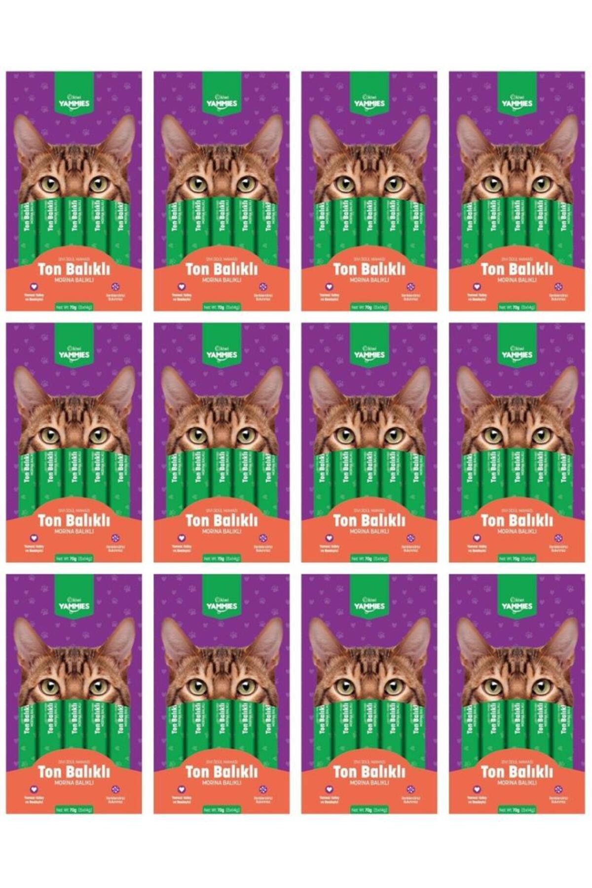 Kiwi Yammies Ton Balıklı Morina Balıklı Sıvı Kedi Ödül Maması*12 Paket