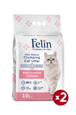 FELİN Bebek Pudrası Kokulu Topaklanan İnce Taneli Kedi Kumu 10lx2