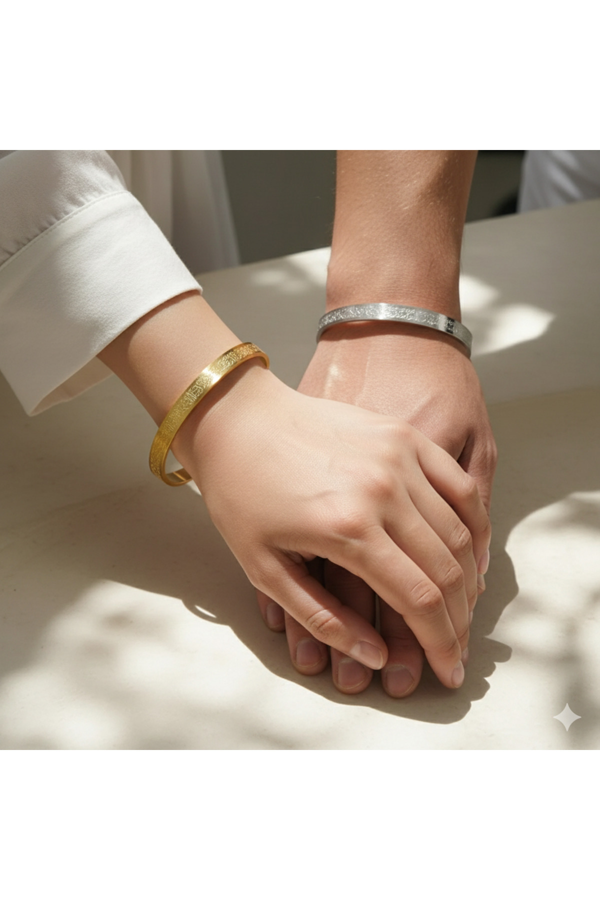 Miyoste 2 ADET Gold Ve Gümüş Renk Ayetel Kürsi Bileklik Ayarlanabilir Maneviyat Ve Nazar Bilekliği - Görsel 2