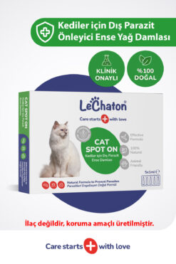 LeChaton Pet Care Kediler için Dış Parazit Pire Bit Kene Deri Bakımı Için Bitkisel Ense Deri Damla 5x1 ml