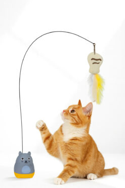 TİNEKE Kediler İçin Yere Yapışkan Tabanlı Tüylü Oyun Oltası Eğlenceli Hareketli Kedi Oyuncağı OLTACI KEDİ