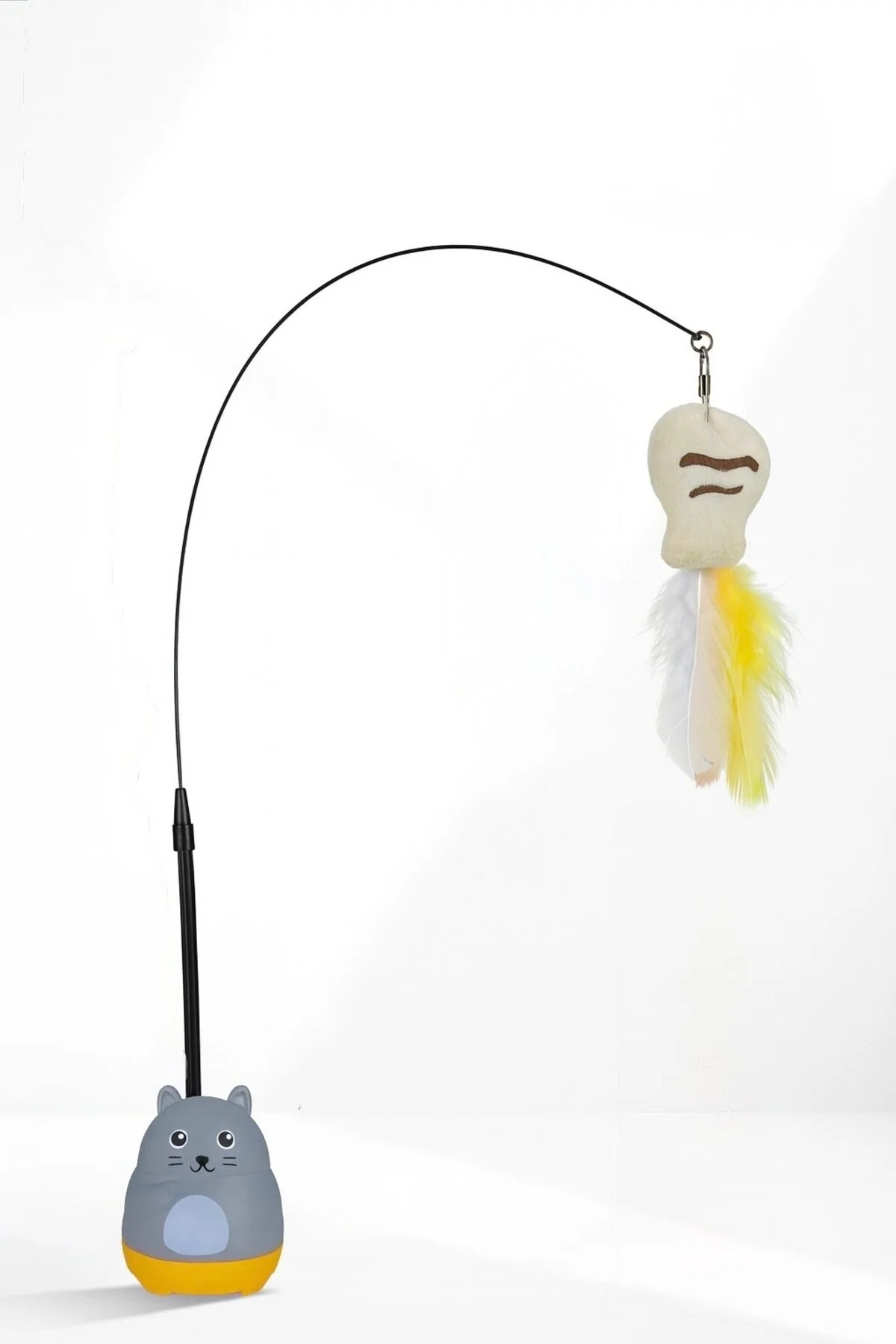 TİNEKE Kediler İçin Yere Yapışkan Tabanlı Tüylü Oyun Oltası Eğlenceli Hareketli Kedi Oyuncağı OLTACI KEDİ - Görsel 3