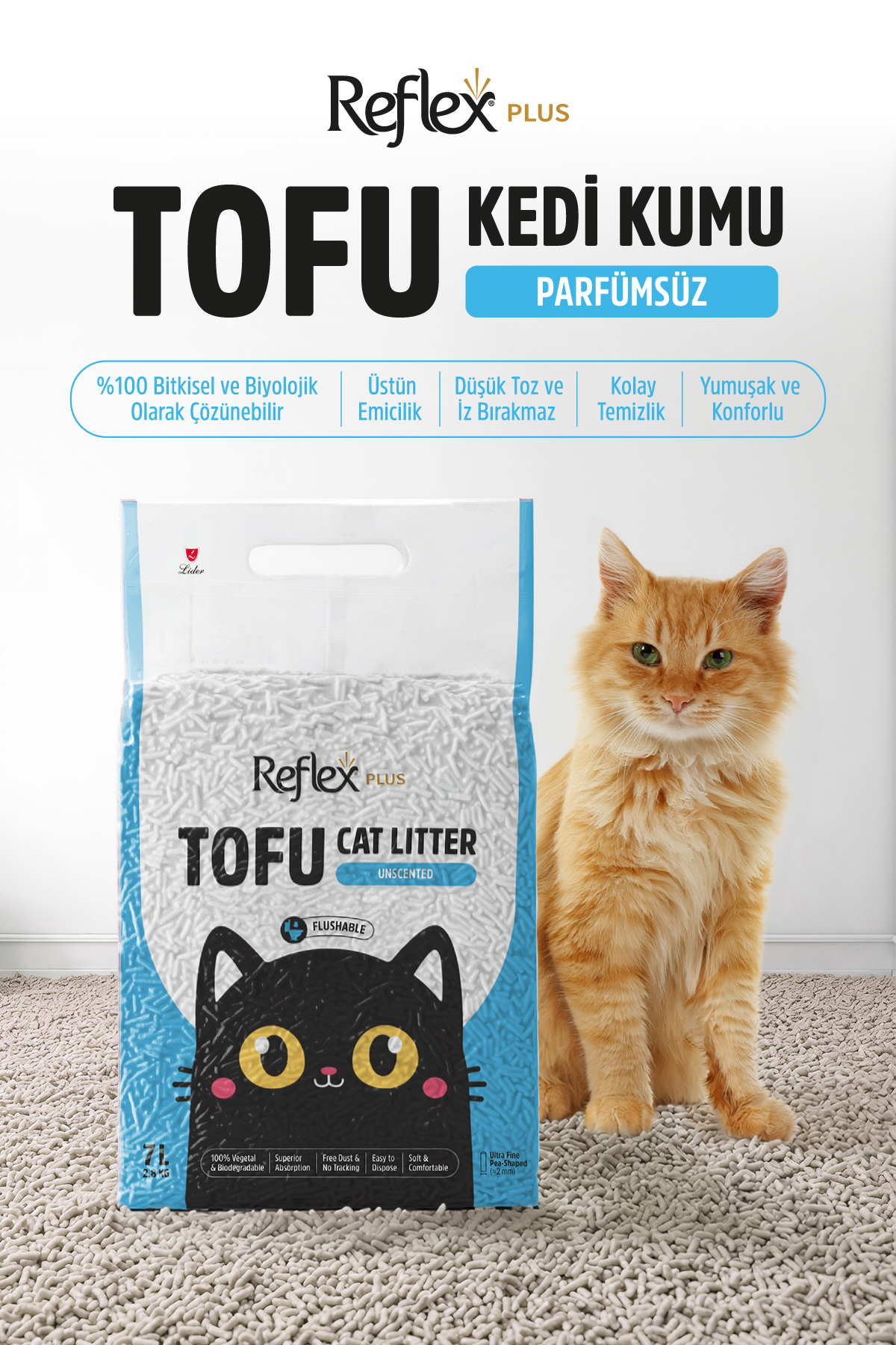 Reflex Plus Kokusuz Tofu Kedi Kumu 7L x 2 Adet - Görsel 2