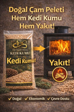 AHS Çam Peleti Kedi Kumu | Doğal, Ekonomik, Yüksek Emicilik, Çam Kokulu 15 Kg 30 Litre