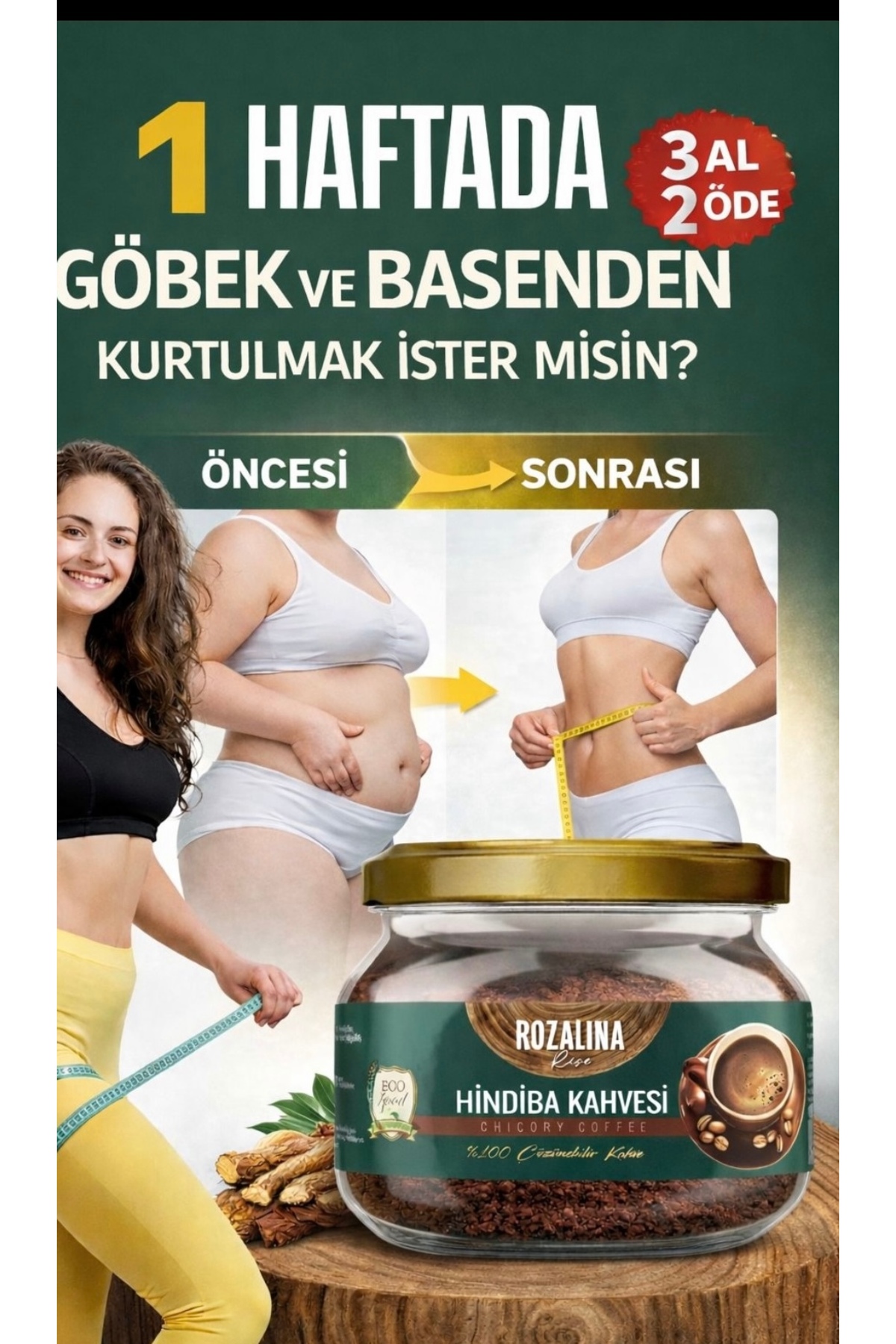 Rozalina Rise Zayıflamak kilo vermeye yardımcı Karahindiba Detox Içimi Kolay Diyet Hindiba Kahve 150 gram