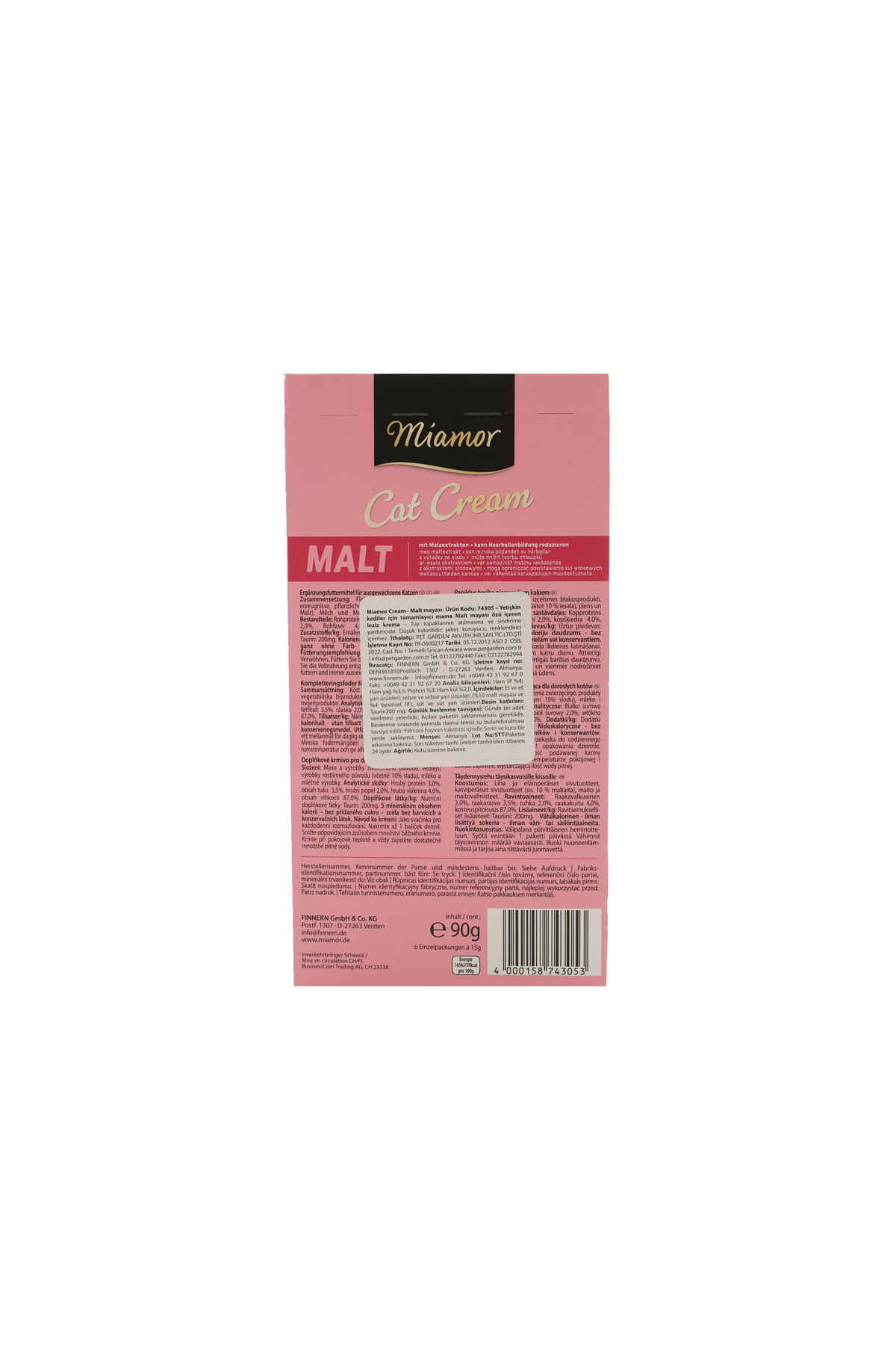Miamor Cat Cream Malt – Tüy Yumağı Önleyici Kedi Ödülü – 6x15 g - Görsel 2