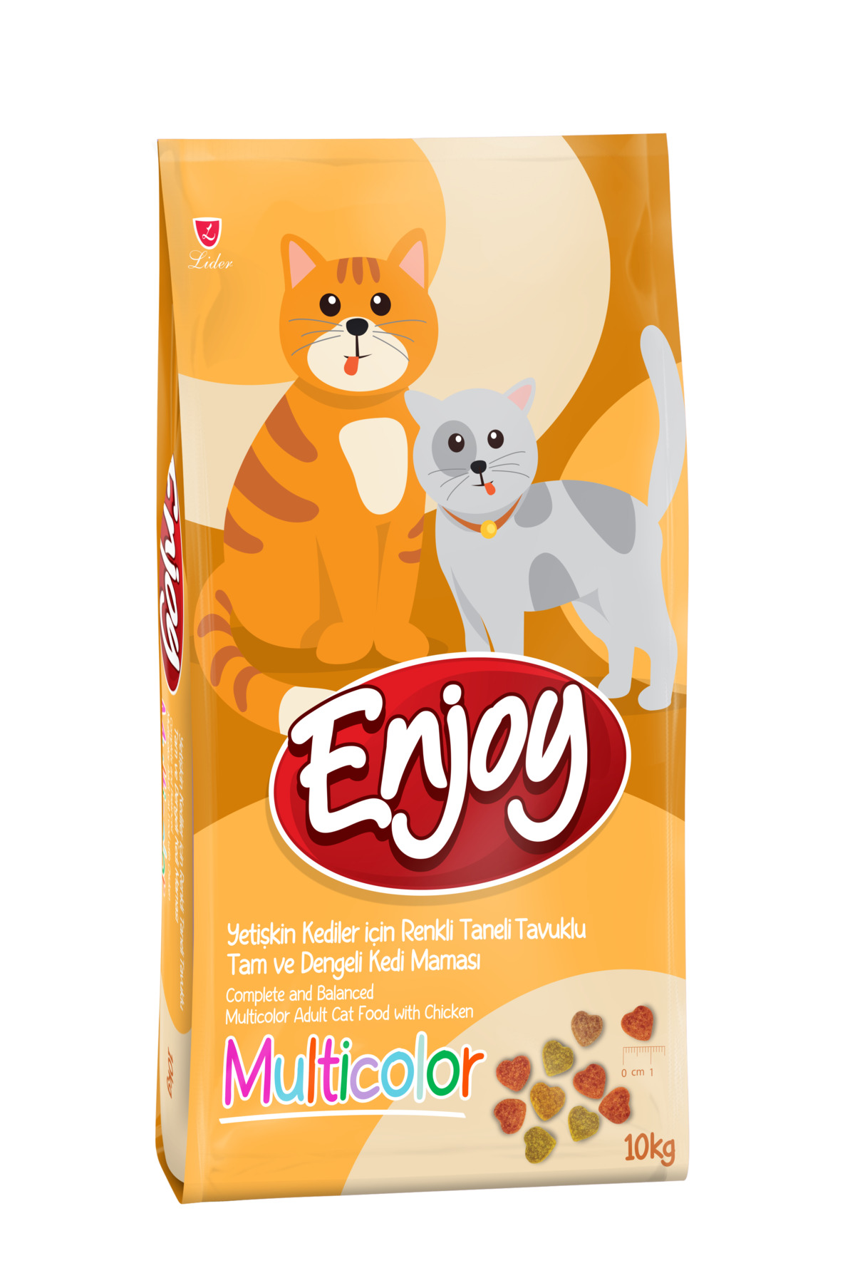 Enjoy Multicolor Yetişkin Kediler için Renkli Taneli Tavuklu Tam ve Dengeli Kedi Maması 10 kg