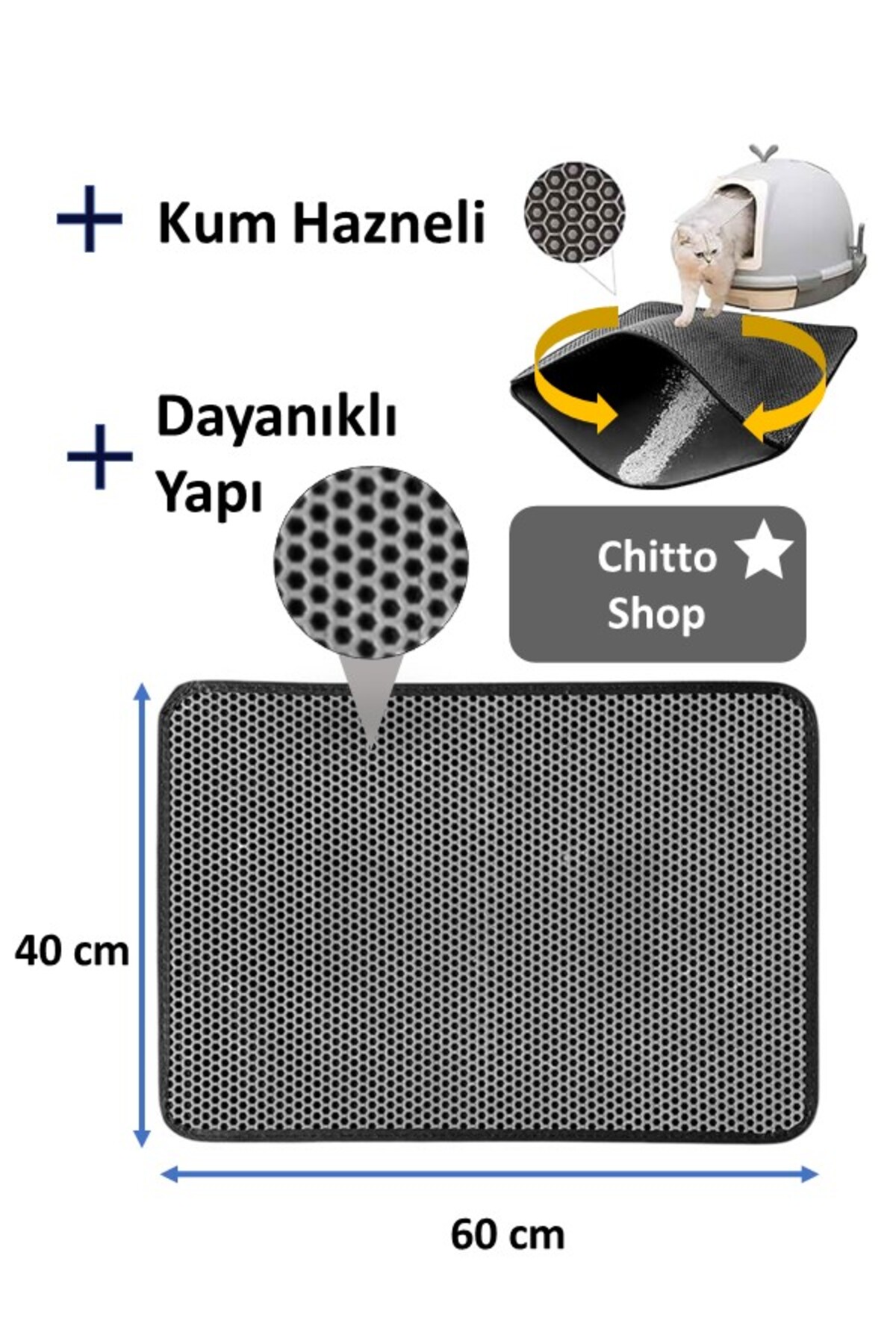 KRT ChittoShop Kum Hazneli Kedi Tuvalet Paspası - Çok Renkli