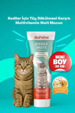 BioFeline Tüy ve Sindirim Hassasiyeti Azaltıcı Kısır Kediler İçin Multivitamin Malt Macunu 30 g | Deneme Boy