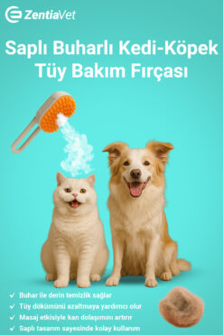 zentiavet Saplı Buharlı Kedi Tarağı, Buharlı Kedi & Köpek Yıkama Fırçası Tarağı Yumuşak Silikonlu