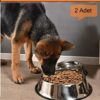 NEWSTORE HOME 2 Adet Büyük Boy Paslanmaz Çelik Mama Ve Su Kabı, Kaymaz Alt Taban 33 Cm (2000 ML