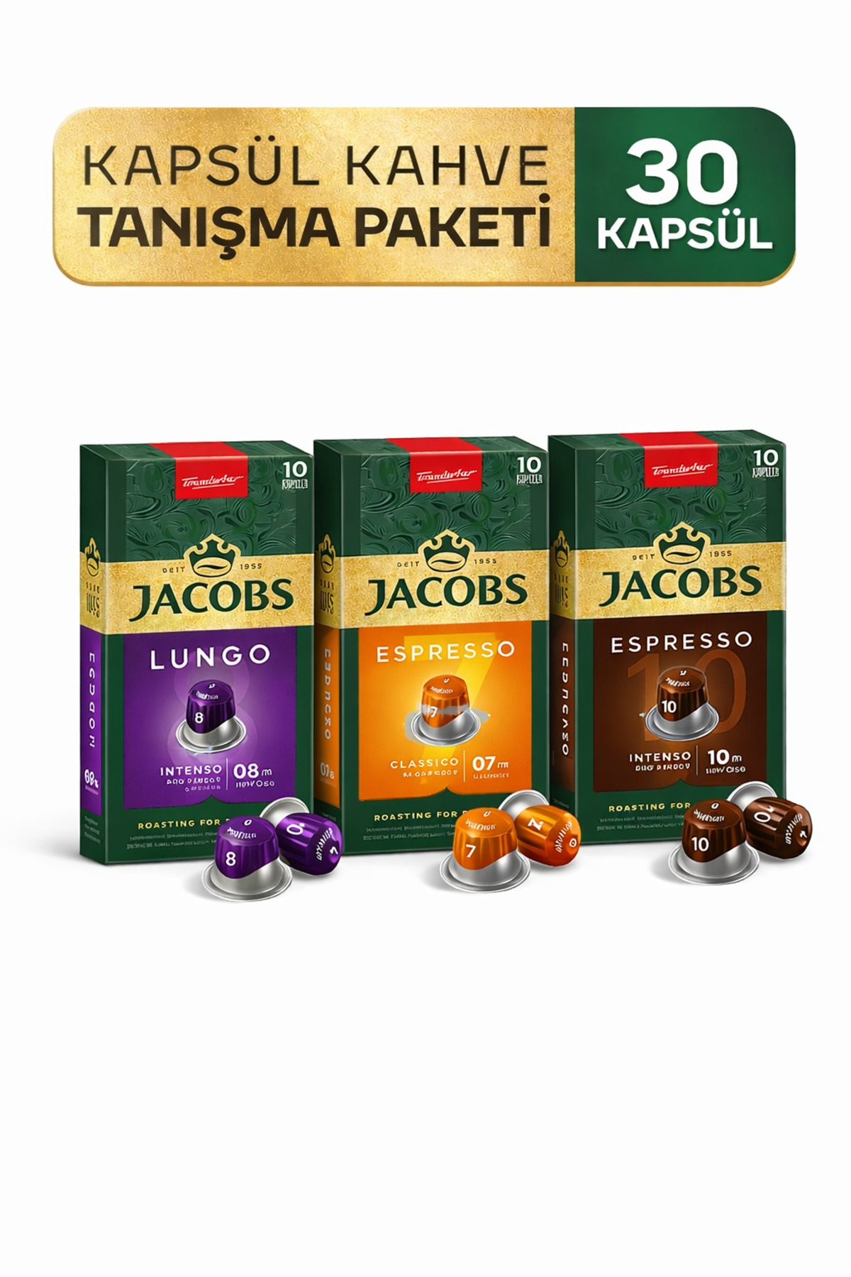 Jacobs Kapsül Kahve Tanışma Paketi 30'lu ( Nespresso Uyumlu Alüminyum Kapsül Kahve )