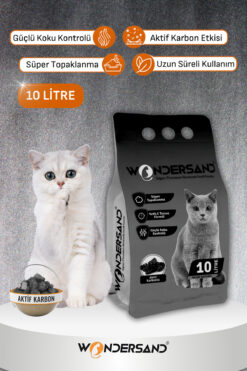 wondersand AKTİF KARBON SÜPER PREMİUM KEDİ KUMU 10 LT