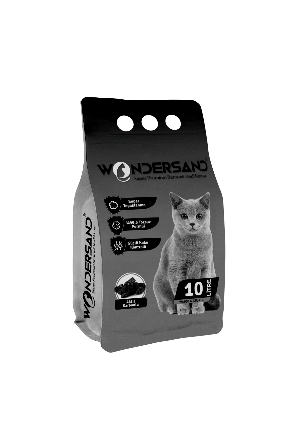 wondersand AKTİF KARBON SÜPER PREMİUM KEDİ KUMU 10 LT - Görsel 2