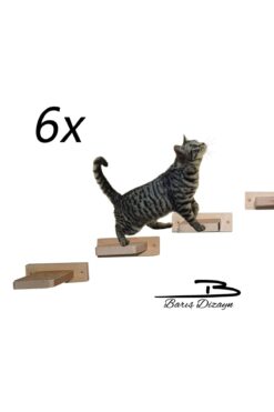 Barış Dizayn Doğal Ahşap Kedi Basamağı Kedi Köprüsü Duvar Yürüyüş Yolu Parkur 12kg Kapasite(17CM)