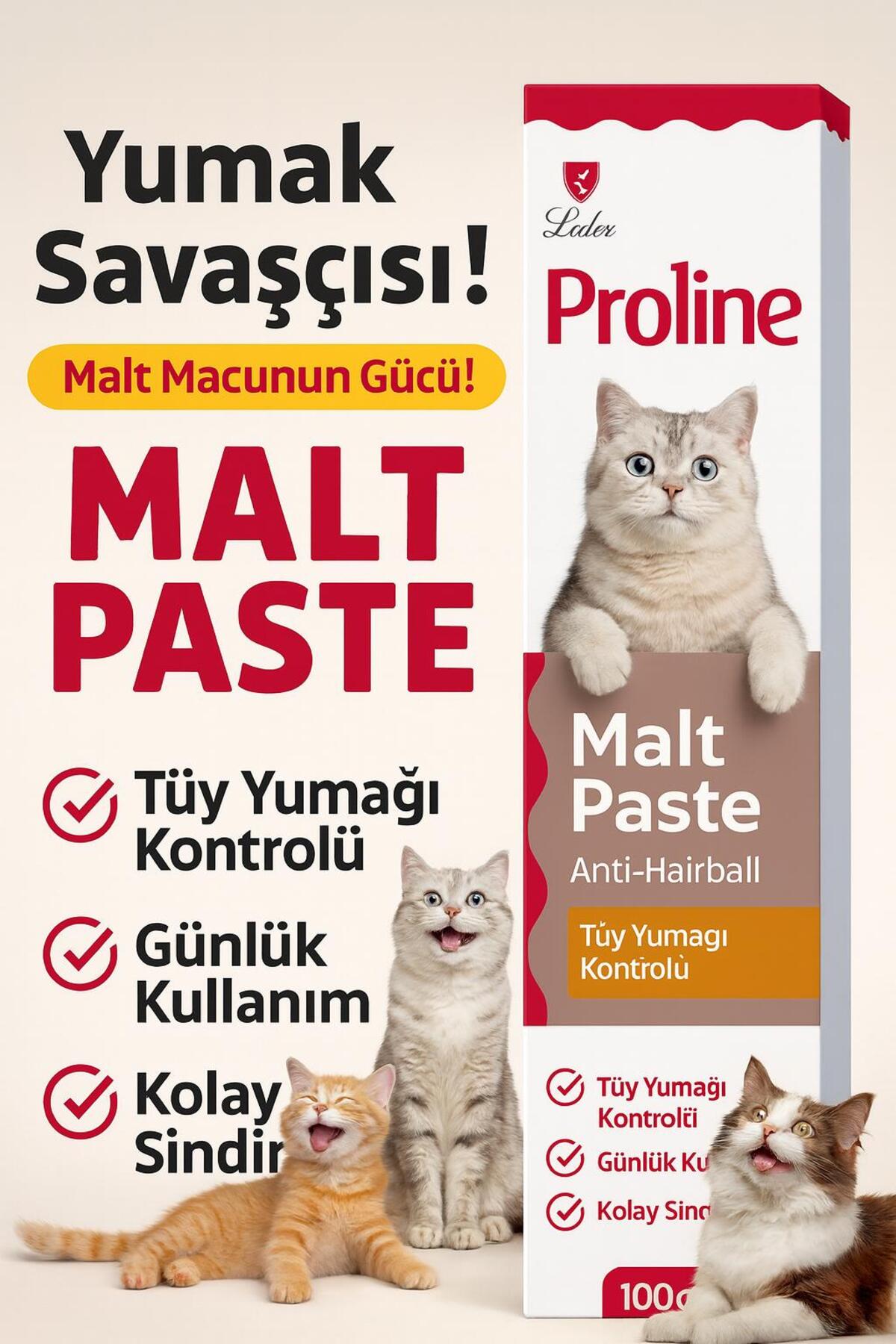 Pro Line Malt Paste Tüy Yumağı Önleyici Kedi Malt Yeni Ürün 100gr - Görsel 2