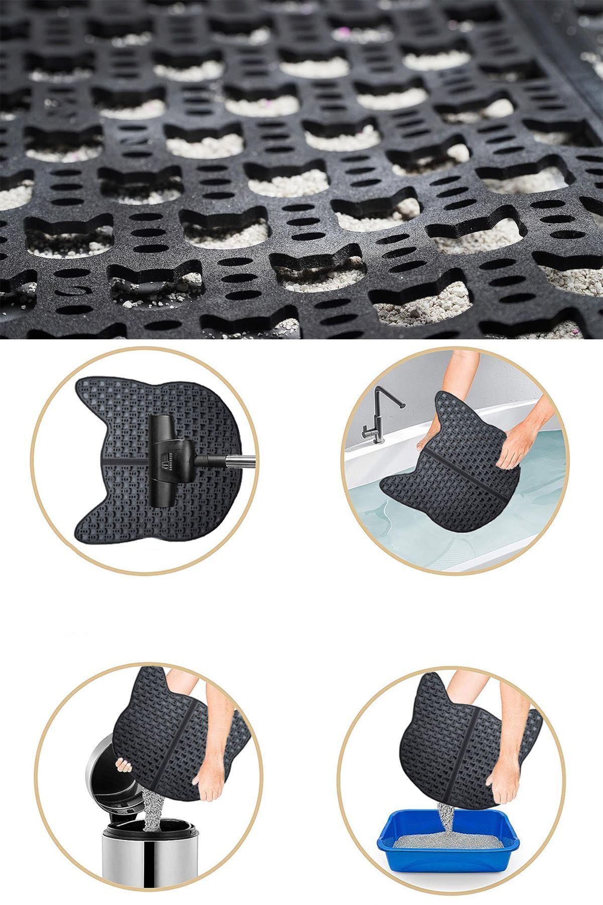 BYENS Kedi Kumu Paspası Kedi Tuvalet Önü Paspası Elekli Paspas Tuvaleti 50*50 cm Mama Halısı - Görsel 3