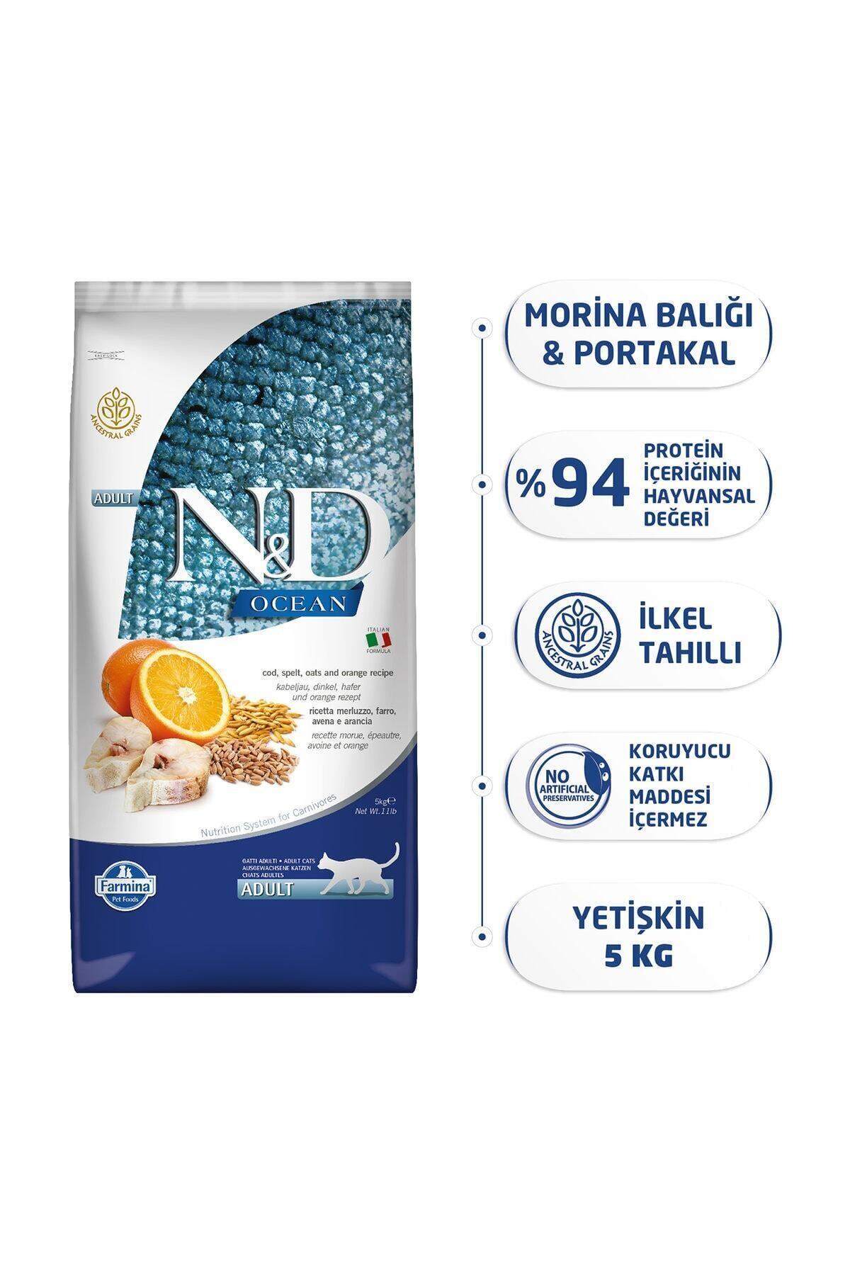 N&D Ocean Düşük Tahıllı Morina Balıklı ve Portakallı Yetişkin - 5 kg - Görsel 2