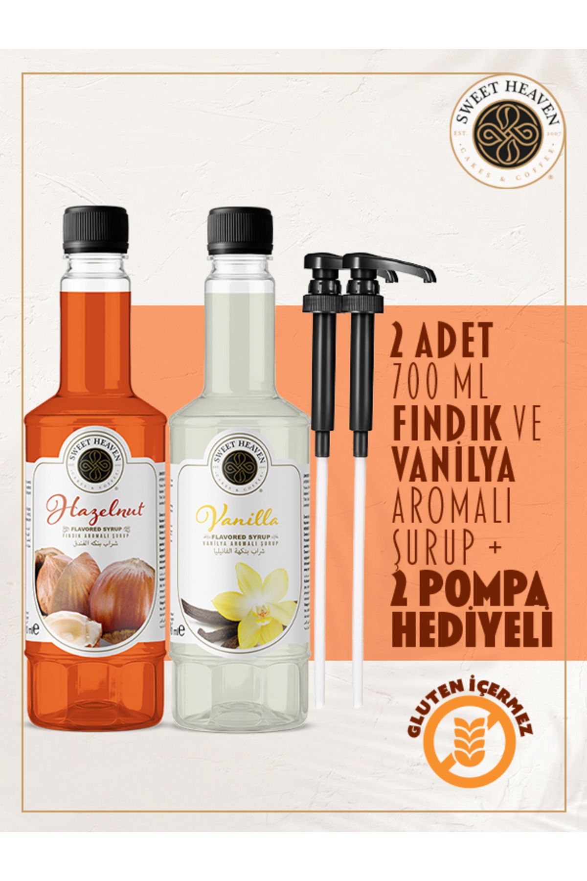 Sweet Heaven Fındık Ve Vanilya 2li Kahve Şurubu 700ml Pompa Hediye