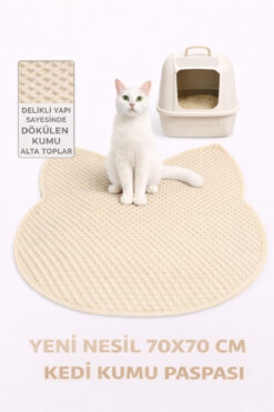 EVA plus+ & CATEVA CATEVA Yeni Nesil Elekli Kedi Kumu Paspası 70 x 70 cm.