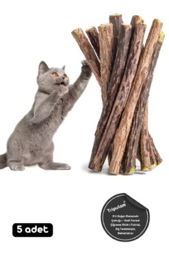 TRİPULAM 5’li Doğal Matatabi Çubuğu – Kedi Nanesi Çiğneme Stick | Catnip, Diş Temizleyici, Rahatlatıcı