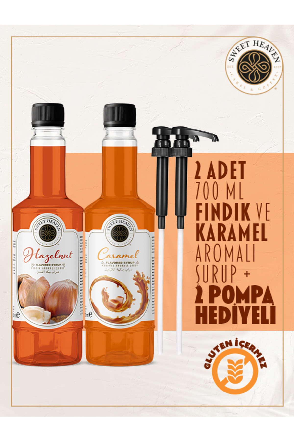 Sweet Heaven Fındık ve Karamel Kahve Şurubu 700ml - 2 Pompa Hediye