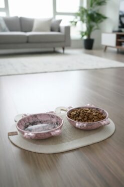 ALFO Seramik Pati ve Kulak Figürlü Kedi Mama, Yaş Mama ve Su Kabı 150 ml 2 Adet