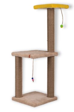 PUGALO 82 Cm Krem Iki Katlı Kedi Tırmalama Tahtası Catnipli Tırmalama Tahtası Minder Yüzey Minder Yüzey