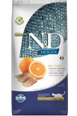 N&D Ocean Kısır Tahılsız Ringa Balığı Ve Portakallı Kısırlaştırılmış Yetişkin Kedi Maması 5 kg