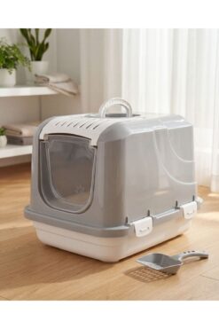 Orgakitty Dev XXL Boy Kapalı Kedi Tuvaleti Koku Filtreli Ve Elekli Kürek 65x45x45