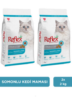 Reflex Kısırlaştırılmış / Sterilised Somonlu ve Pirinçli Kedi Maması 2 kg x 2