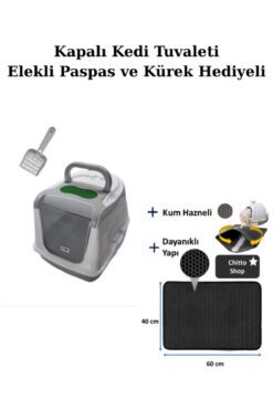 chittoshop Kapalı Kedi Tuvaleti - Elekli Paspas ve Kürek Hediyeli