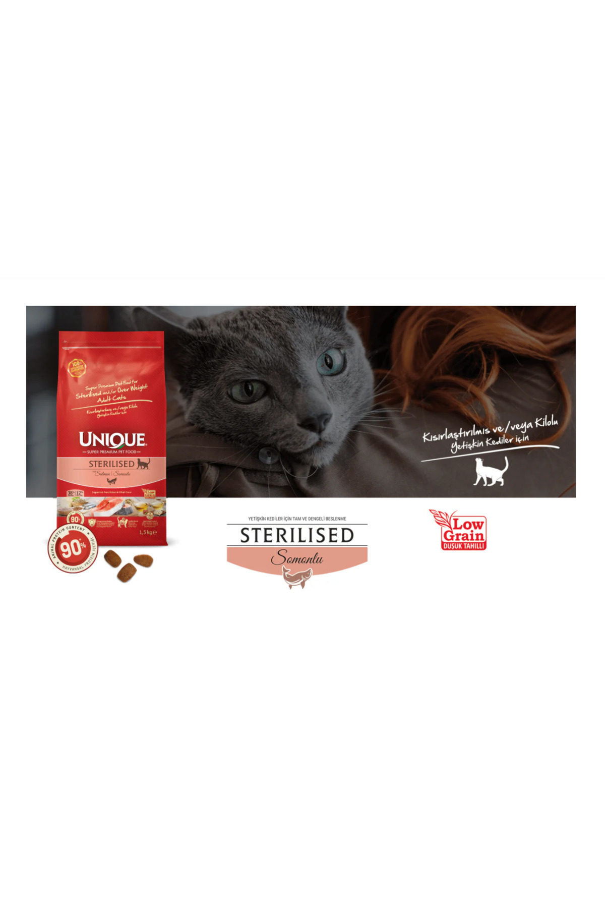 Unique Kısırlaştırılmış (Sterilised) Kedi Maması Somonlu 1,5 Kg EN10061074889 - Görsel 2